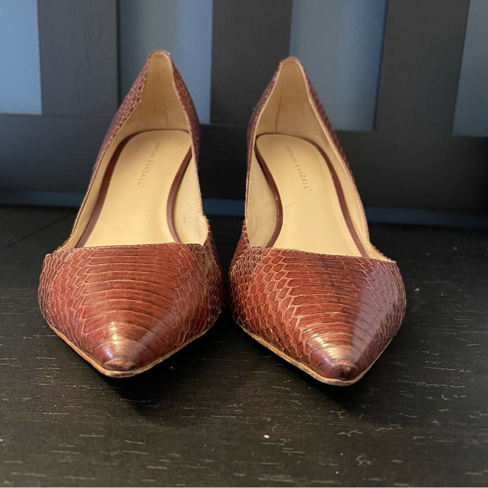 Loeffler Randall Brown Red Snakeskin Pointed Toe 3 Inch Heels Women’s Size 9.5 - Picture 4 of 7